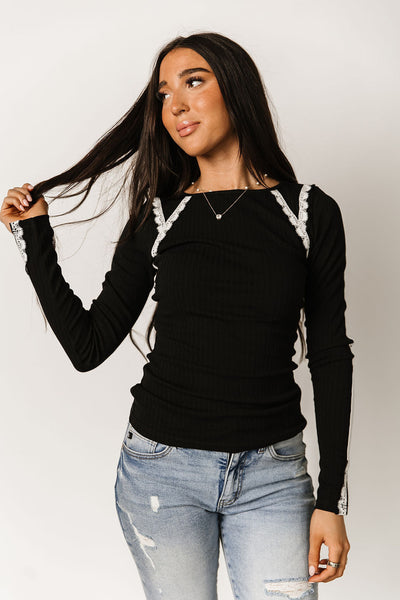 Laced In Love Long Sleeve Top - Black