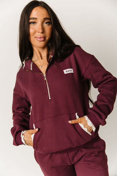 Comfort Zone HalfZip - Maroon Lace