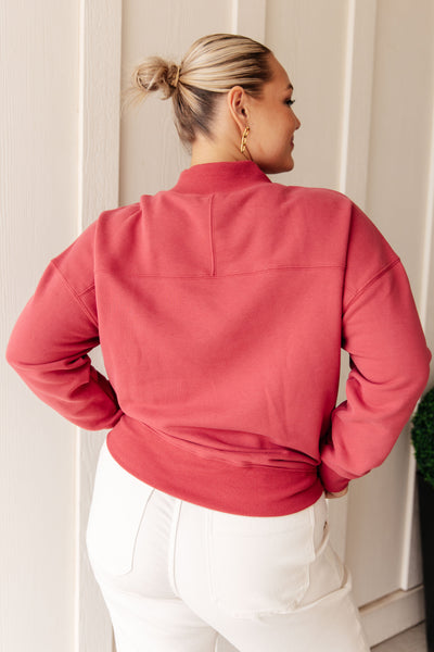 Make No Mistake Mock Neck Pullover in Cranberry - Ruby Rebellion