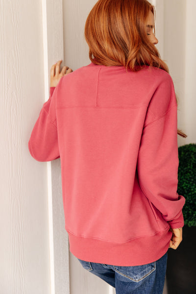 Make No Mistake Mock Neck Pullover in Cranberry - Ruby Rebellion