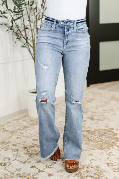 Marlena High Rise Shield Pocket Flare Jeans - Ruby Rebellion
