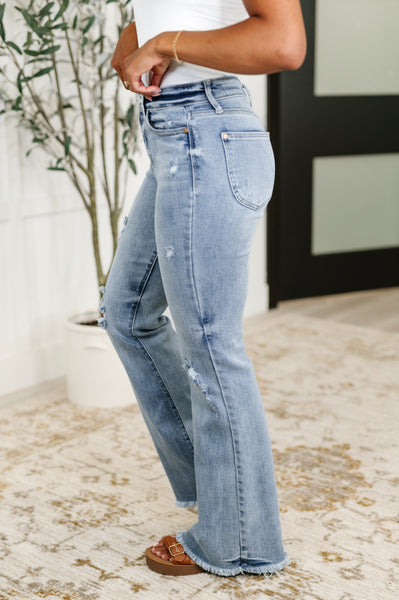 Marlena High Rise Shield Pocket Flare Jeans - Ruby Rebellion
