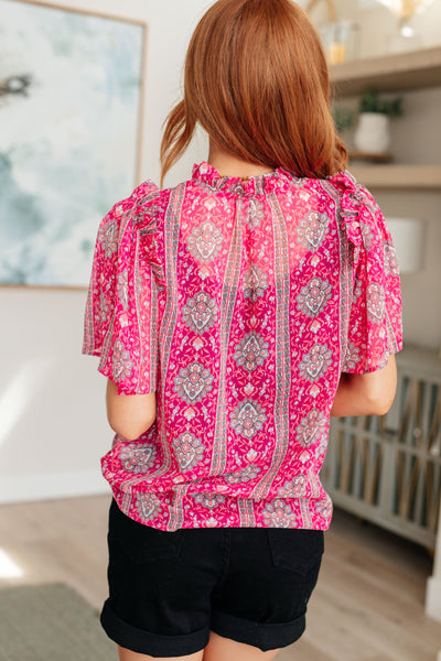 Moments Like This V-Neck Bell Sleeve Blouse - Ruby Rebellion