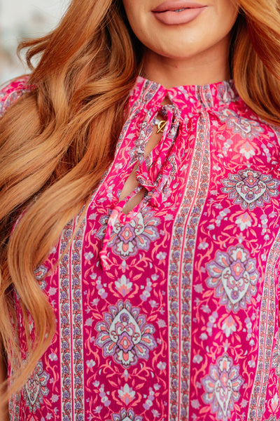 Moments Like This V-Neck Bell Sleeve Blouse - Ruby Rebellion