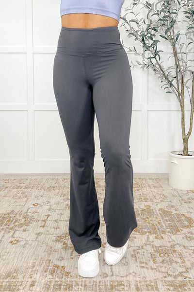 Motion Mastery Flared Yoga Pants in Titanium - Ruby Rebellion