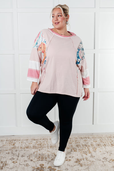 New Chapter Floral Color Block Patchwork Top - Ruby Rebellion