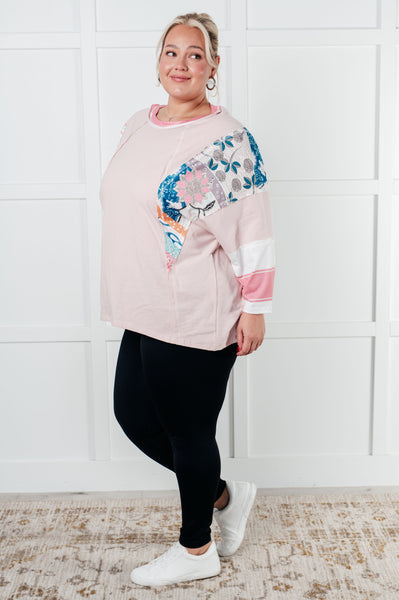 New Chapter Floral Color Block Patchwork Top - Ruby Rebellion