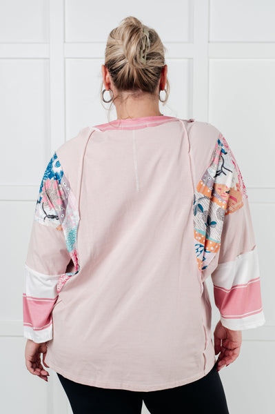 New Chapter Floral Color Block Patchwork Top - Ruby Rebellion