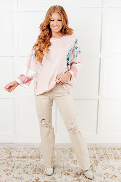 New Chapter Floral Color Block Patchwork Top - Ruby Rebellion