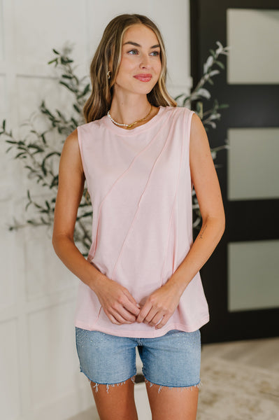 New Normal Pleat Detail Sleeveless Top in Pink - Ruby Rebellion