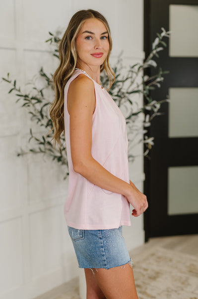 New Normal Pleat Detail Sleeveless Top in Pink - Ruby Rebellion