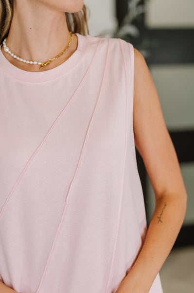 New Normal Pleat Detail Sleeveless Top in Pink - Ruby Rebellion