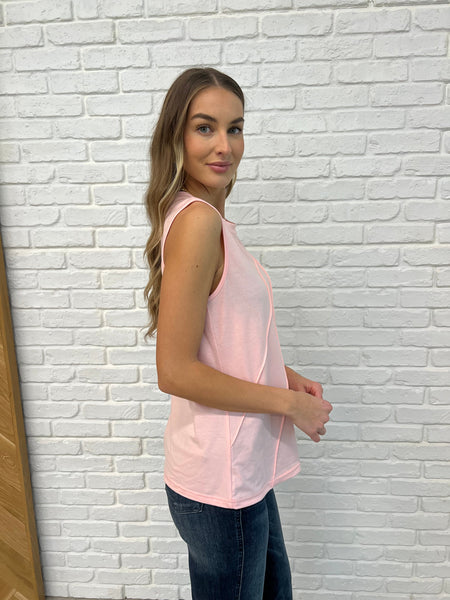 New Normal Pleat Detail Sleeveless Top in Pink - Ruby Rebellion