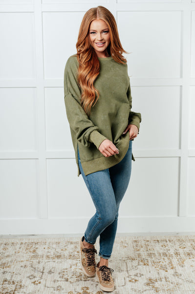 No Plain Jane Oversized Sweatshirt in Green - Ruby Rebellion