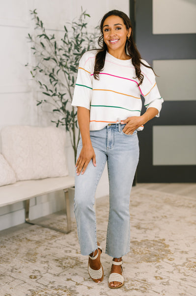 Normal Volume Striped Sweater - Ruby Rebellion