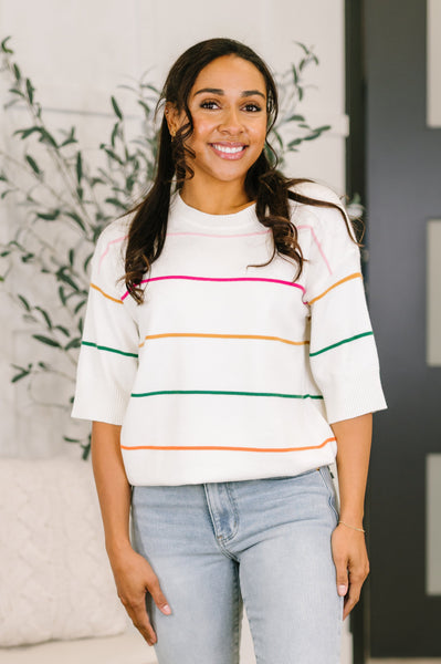 Normal Volume Striped Sweater - Ruby Rebellion