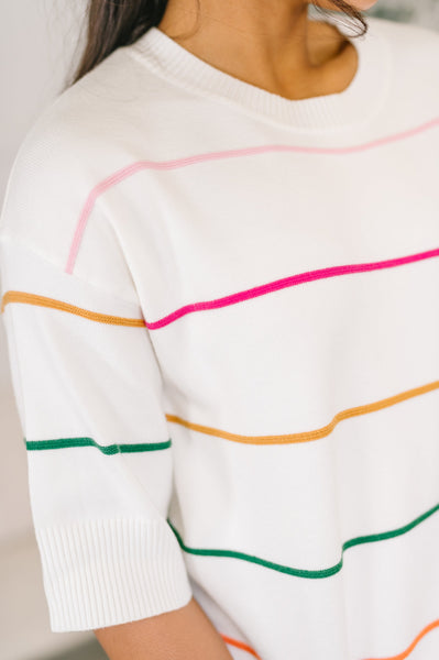 Normal Volume Striped Sweater - Ruby Rebellion