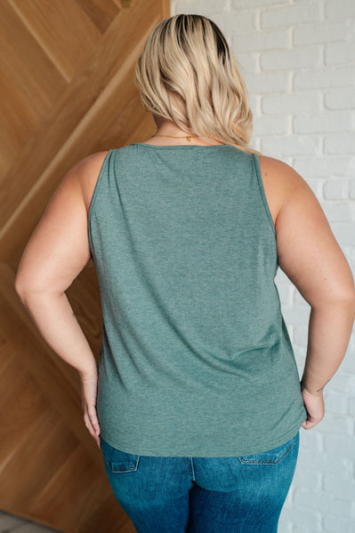 Not So Anxious V-Neck Tank in Mist - Ruby Rebellion