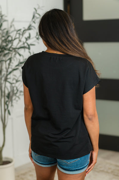 Not So Basic Pocket Tee in Black - Ruby Rebellion