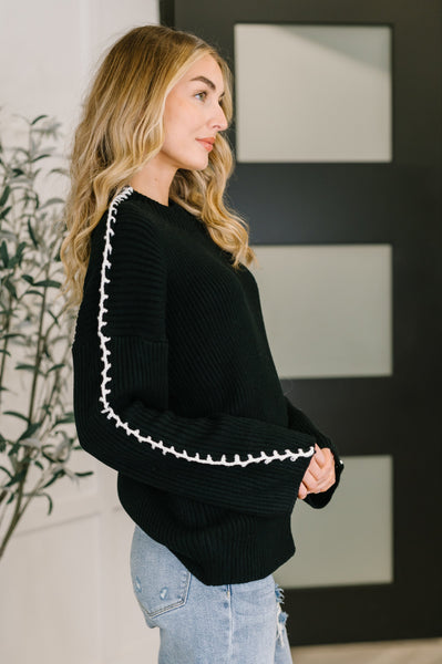 One Stitch at a Time Pullover in Black - Ruby Rebellion