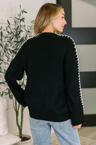 One Stitch at a Time Pullover in Black - Ruby Rebellion