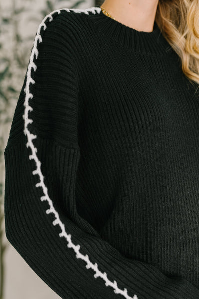 One Stitch at a Time Pullover in Black - Ruby Rebellion