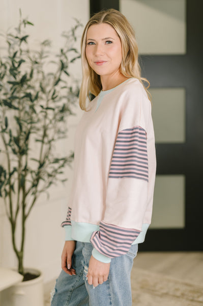 Outside the Lines Oversized Color Block  Pullover - Ruby Rebellion