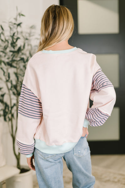 Outside the Lines Oversized Color Block  Pullover - Ruby Rebellion