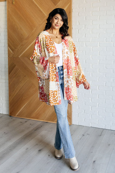Patchwork of Feelings Mixed Floral Kimono - Ruby Rebellion