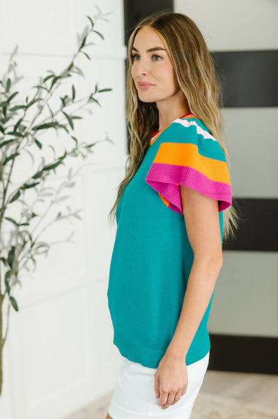 Perfect Playlist Color Block Sleeve Top - Ruby Rebellion