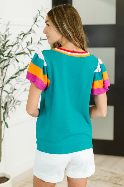 Perfect Playlist Color Block Sleeve Top - Ruby Rebellion