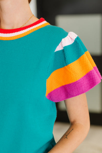 Perfect Playlist Color Block Sleeve Top - Ruby Rebellion
