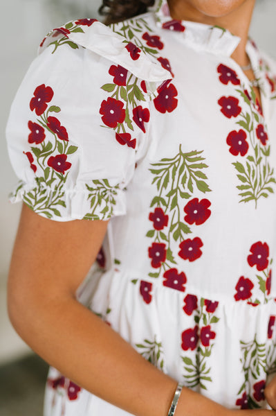 Quiet Life Notch Neck Tiered Dress in White