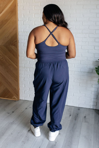 Raising Heart Rate Cut Out Jumpsuit in Navy - Ruby Rebellion