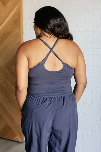 Raising Heart Rate Cutout Jumpsuit in Charcoal - Ruby Rebellion