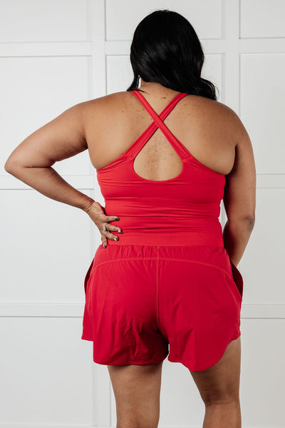 Raising Heart Rate Cutout Runsie In True Red - Ruby Rebellion