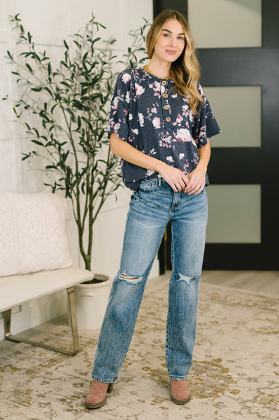 Really Simple Floral Henley Top- 3/3/2026 NEW