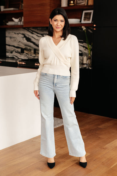 Requisite Request Surplice Crop Sweater - Ruby Rebellion