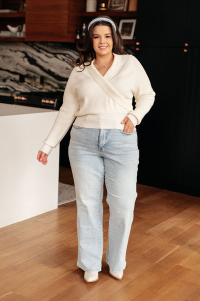 Requisite Request Surplice Crop Sweater - Ruby Rebellion