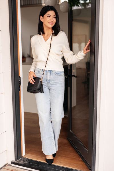 Requisite Request Surplice Crop Sweater - Ruby Rebellion