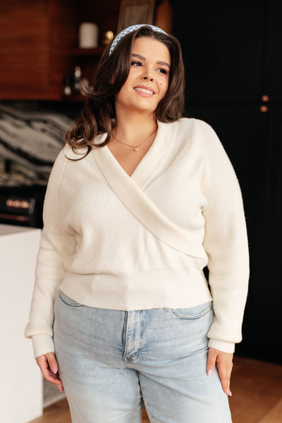 Requisite Request Surplice Crop Sweater - Ruby Rebellion