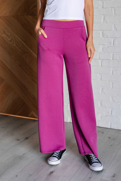 Resort Travel Wide Leg Crop Pant in Magenta - Ruby Rebellion
