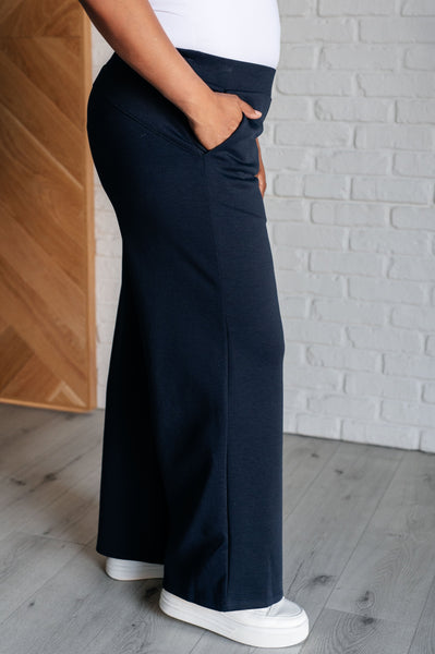 Resort Travel Wide Leg Crop Pant in  Navy - Ruby Rebellion