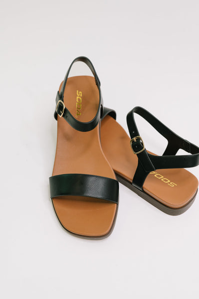 Riddle Ankle Strap Sandals in Black