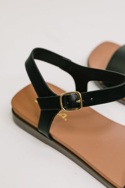 Riddle Ankle Strap Sandals in Black