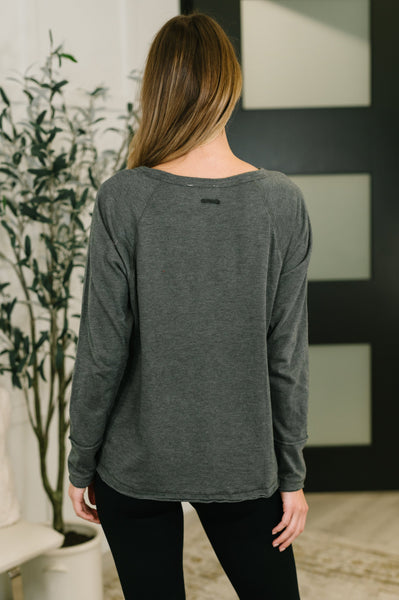 Rooftop View Raglan Sleeve Henley Top - Ruby Rebellion