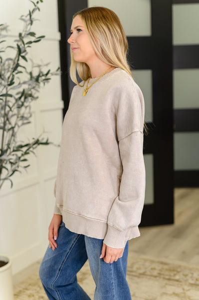 Safe and Secure Mineral Wash Pullover in Ash Mocha - Ruby Rebellion