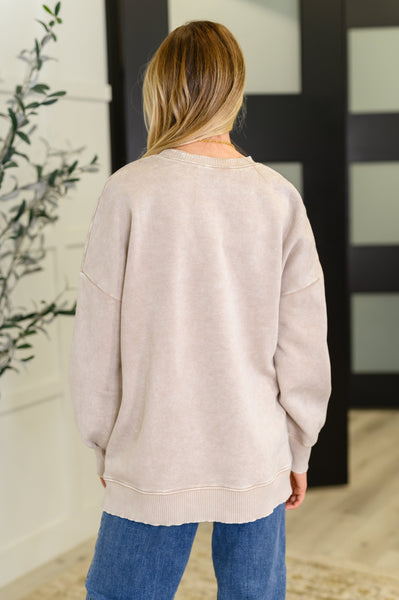 Safe and Secure Mineral Wash Pullover in Ash Mocha - Ruby Rebellion
