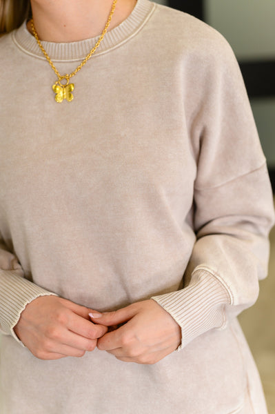 Safe and Secure Mineral Wash Pullover in Ash Mocha - Ruby Rebellion