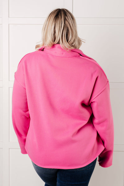 Same Ol' Situation Collared Pullover in Hot Pink - Ruby Rebellion